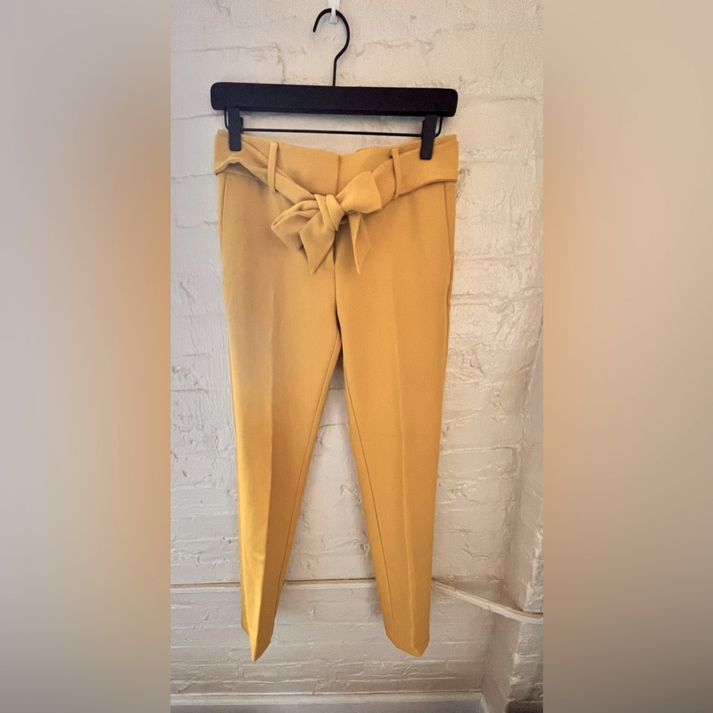 Loft Marisa yellow Slim fit dress pants with bow tie belt! Super cute for Spring